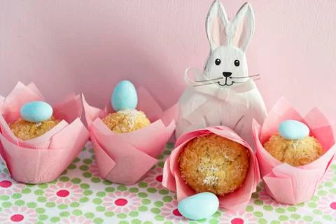 Coconut muffins for Easter Stock Photos