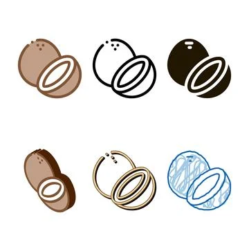 Coconut nut icon stylized vector outline Stock Illustration