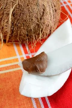 Coconut opened Stock Photos