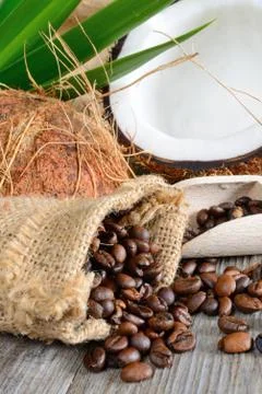 Coconut opened Stock Photos