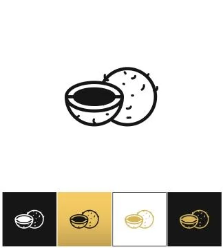 Coconut or coco palm nut vector icon 스톡 일러스트