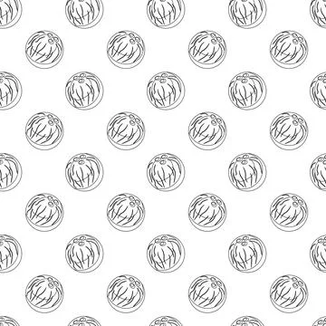 Coconut outline seamless pattern on white background. 스톡 일러스트