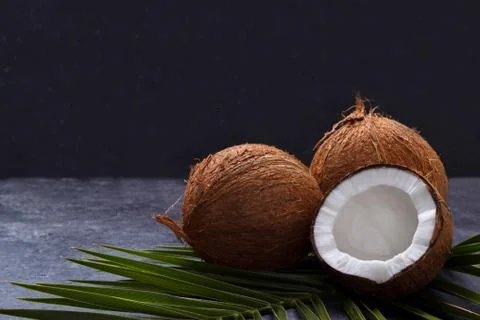 Coconut over black 스톡 사진