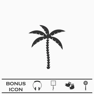 Coconut palm tree icon flat. Stock Illustration