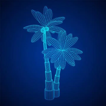 Coconut palm tree with leaves. Illustrazione stock