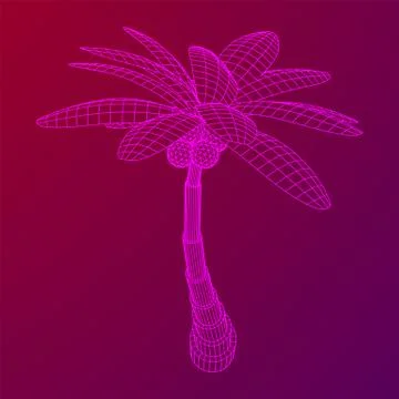 Coconut palm tree with leaves. Stock Illustration