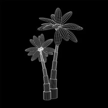 Coconut palm tree with leaves. Stock Illustration