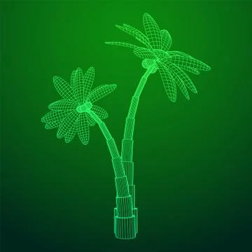 Coconut palm tree with leaves. Stock Illustration