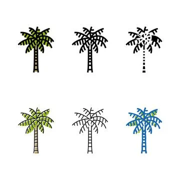 Coconut palm tree pack color icon vector イラスト素材
