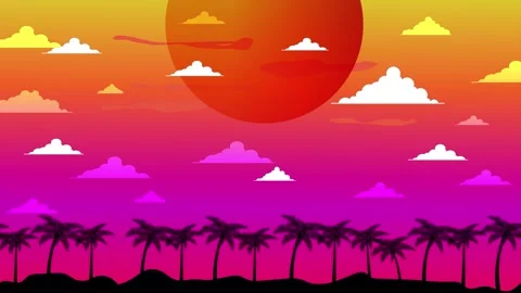 Coconut Palm Tree Silhouette on the Left Side Видео 336793096