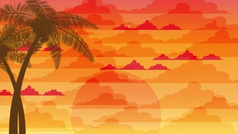 Coconut Palm Tree Silhouette on the Left Side Видео 336793097