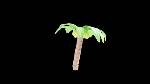 Coconut Palm Tree with Transparent Background in 3D Animation Stock Footage 309318426