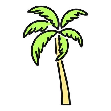 Coconut palm tree vector illustration outlining tropical plant Illustrazione stock