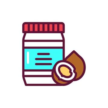 Coconut paste color line icon. Isolated vector element. Illustrazione stock