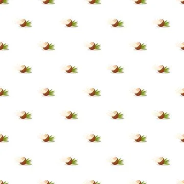 Coconut pattern with juice splash and green leaf Illustrazione stock