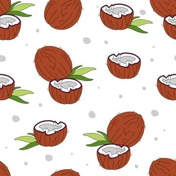 Coconut Pattern seamless on white background Vector Illustrazione stock