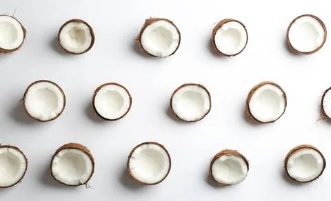 Coconut pattern on white background, top view Foto stock