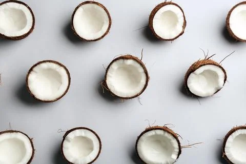 Coconut pattern on white background, top view Foto stock