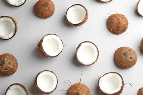 Coconut pattern on white background, top view Foto stock