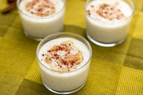 Coconut Rice Pudding With Maple Sirup &amp; Cinnamon Stock Photos