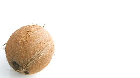 Coconut Rotating on White Background - Holiday Concept Stock Footage 62322495