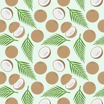 Coconut seamless pattern, island theme for wallpaper or wrapping paper Stock Illustration