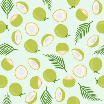 Coconut seamless pattern, island theme for wallpaper or wrapping paper Stock Illustration