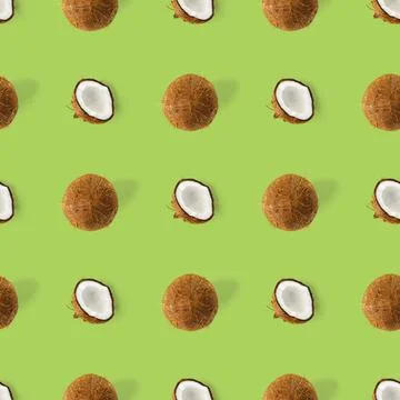 Coconut Seamless pattern. Tropical abstract background with isolated Coconut on Stock Photos
