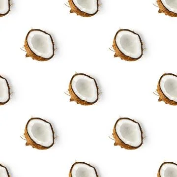 Coconut Seamless pattern. Tropical abstract background with isolated Coconut on Stock Photos