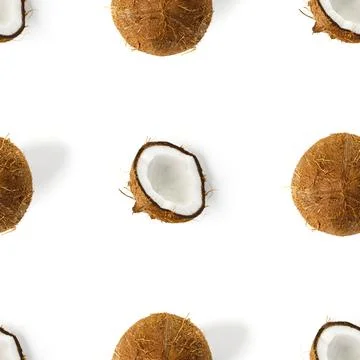 Coconut Seamless pattern. Tropical abstract background with isolated Coconut on Foto stock
