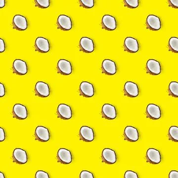 Coconut Seamless pattern. Tropical abstract background with isolated Coconut on Stock Photos