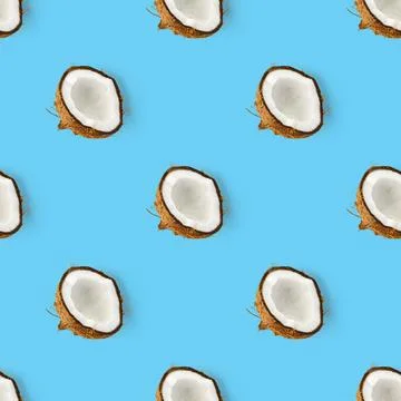 Coconut Seamless pattern. Tropical abstract background with isolated Coconut on Foto stock