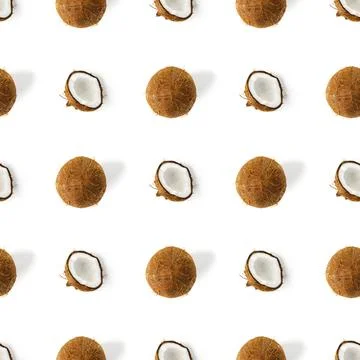 Coconut Seamless pattern. Tropical abstract background with isolated Coconut on Foto stock