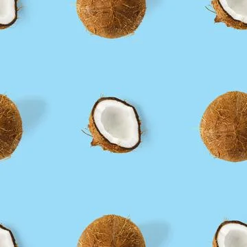 Coconut Seamless pattern. Tropical abstract background with isolated Coconut on Foto stock