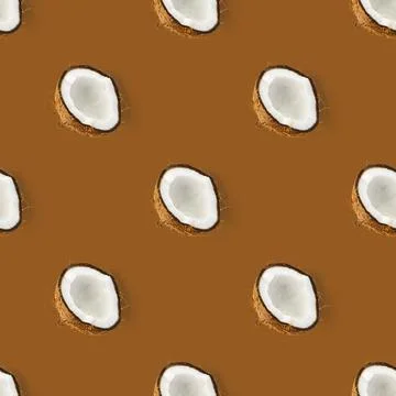 Coconut Seamless pattern. Tropical abstract background with isolated Coconut on Foto stock
