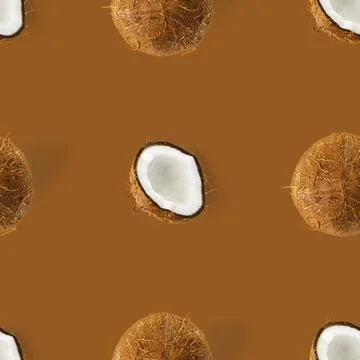Coconut Seamless pattern. Tropical abstract background with isolated Coconut on Stock Photos