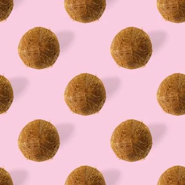 Coconut Seamless pattern. Tropical abstract background with isolated Coconut on Foto stock