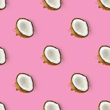 Coconut Seamless pattern. Tropical abstract background with isolated Coconut on Stock Photos