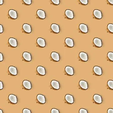Coconut Seamless pattern. Tropical abstract background with isolated Coconut on Foto stock