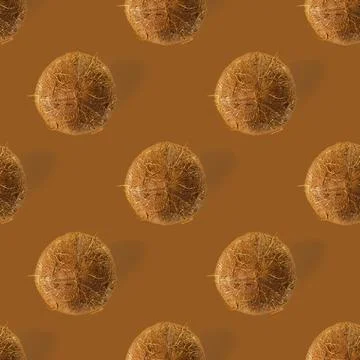 Coconut Seamless pattern. Tropical abstract background with isolated Coconut on Stock Photos