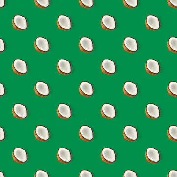 Coconut Seamless pattern. Tropical abstract background with isolated Coconut on Foto stock