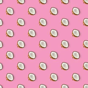 Coconut Seamless pattern. Tropical abstract background with isolated Coconut on Stock Photos