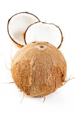 Coconut shell on white Stock Photos