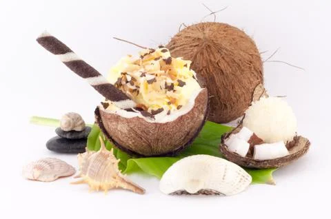 Coconut, Shells and Coconut Sweets Stock Photos