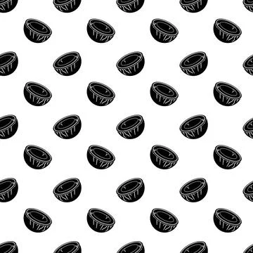 Coconut simple seamless pattern on white background. Stock Illustration