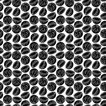 Coconut simple seamless pattern on white background. Illustrazione stock