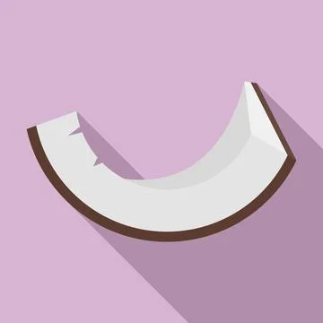 Coconut slice icon, flat style Illustrazione stock