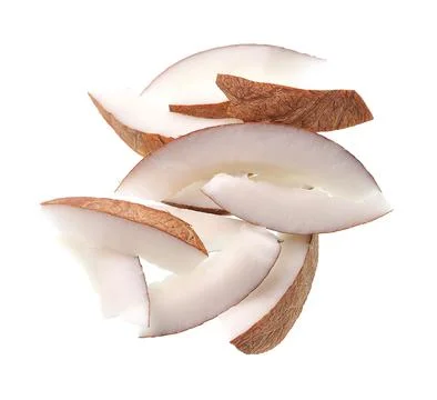 Coconut slices isolated Stock Photos
