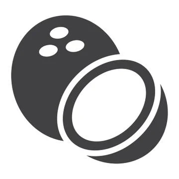 Coconut solid icon, fruit and tropical, Illustrazione stock