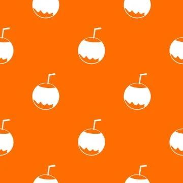 Coconut with straw pattern seamless Stock Illustration